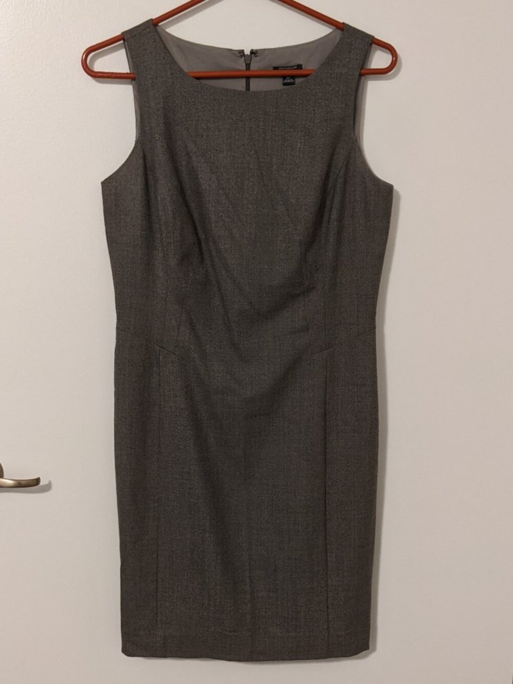 Ann Taylor Petites Wool Sleeveless Sheath Dress 6P Gray Lined Career Layering